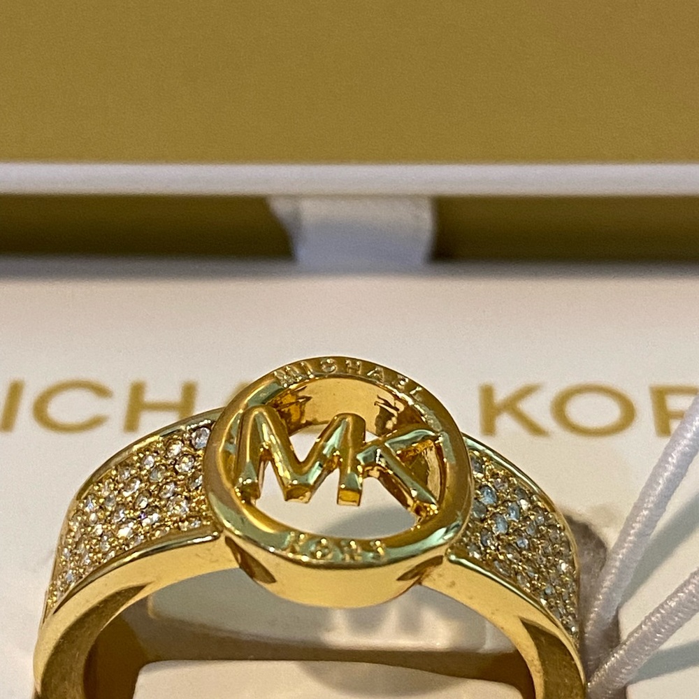 NWT! Michael Kors Gold-Tone Logo Ring #9